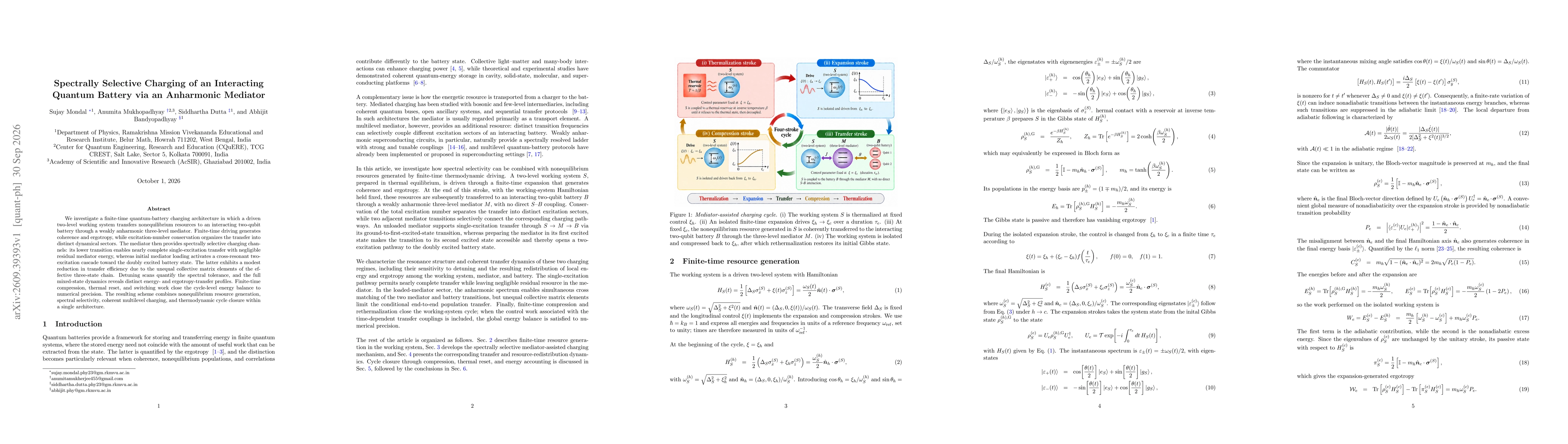 Thumbnail for Spectrally Selective Charging of an Interacting Quantum Battery via an Anharmonic Mediator
