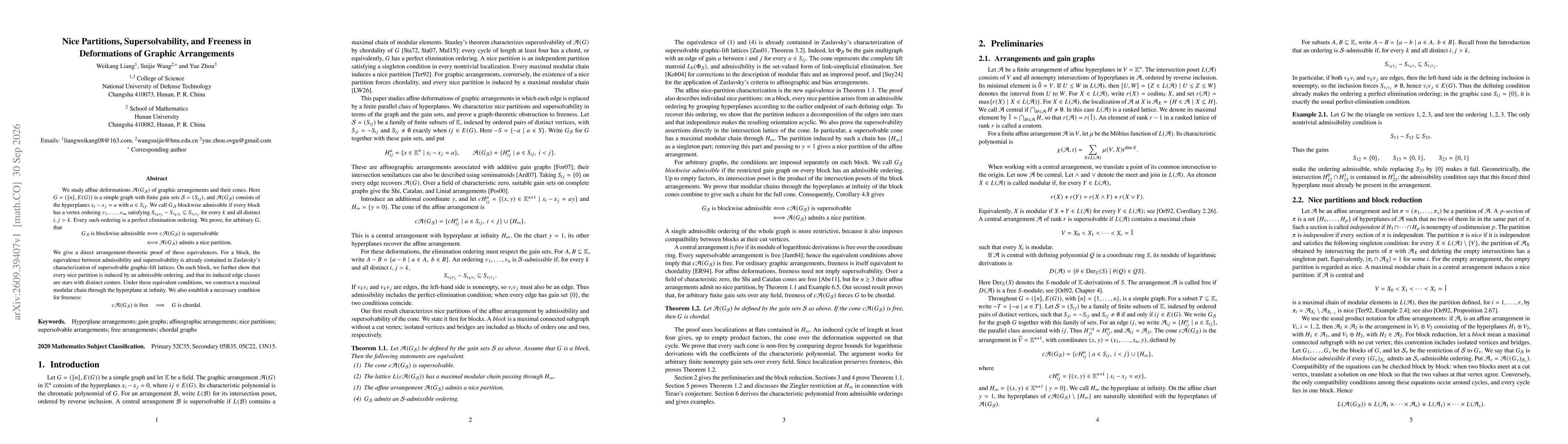 Thumbnail for Nice Partitions, Supersolvability, and Freeness in Deformations of Graphic Arrangements