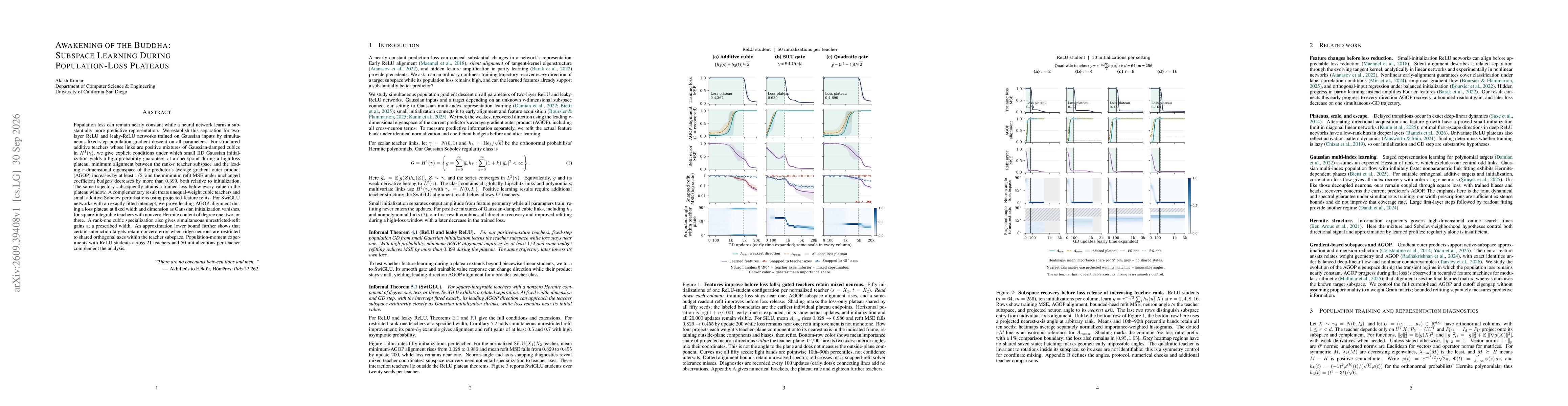Thumbnail for Awakening of the Buddha: Subspace Learning During Population-Loss Plateaus