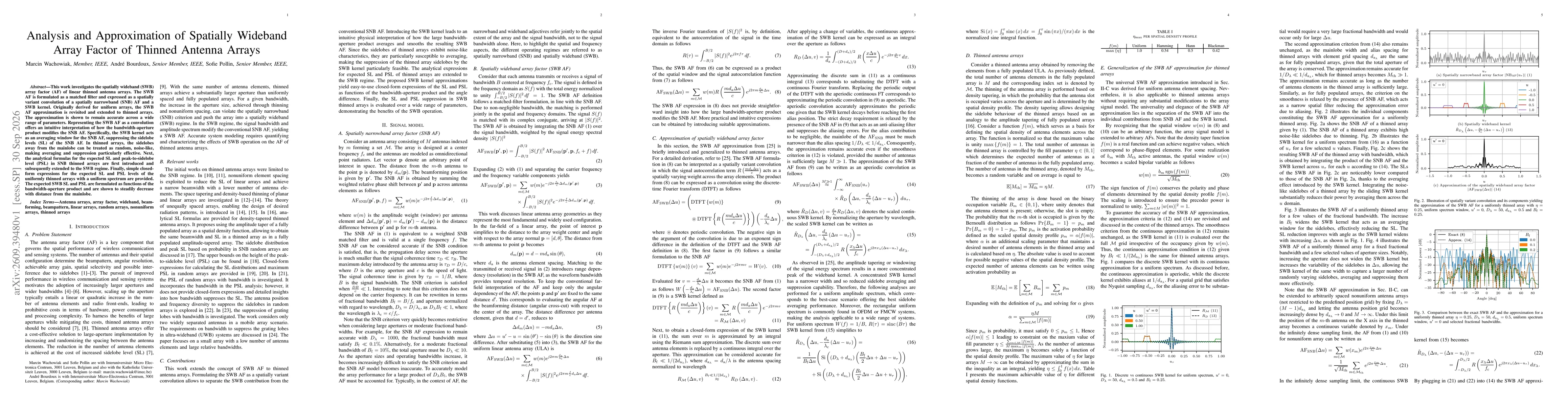 Thumbnail for Analysis and Approximation of Spatially Wideband Array Factor of Thinned Antenna Arrays