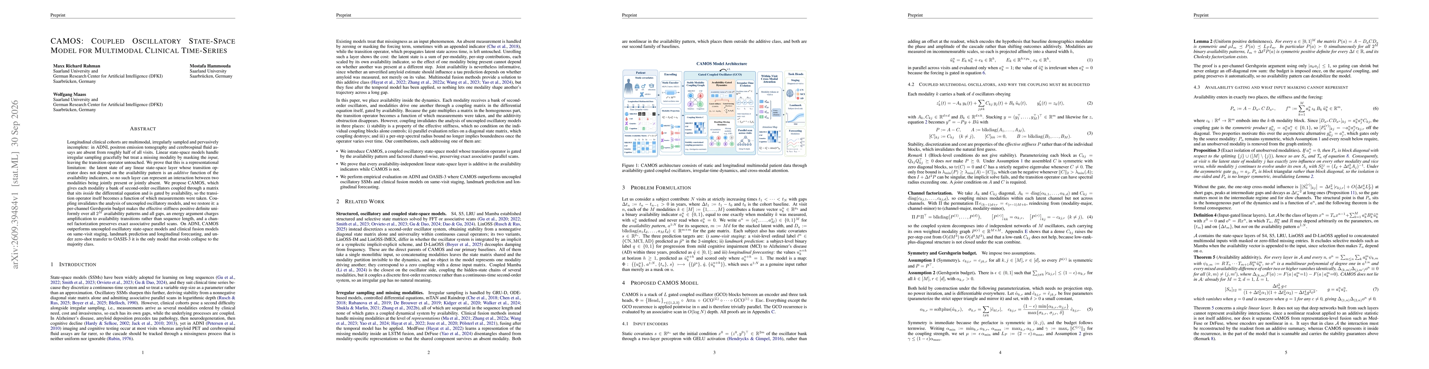 Thumbnail for CAMOS: Coupled Oscillatory State-Space Model for Multimodal Clinical Time-Series