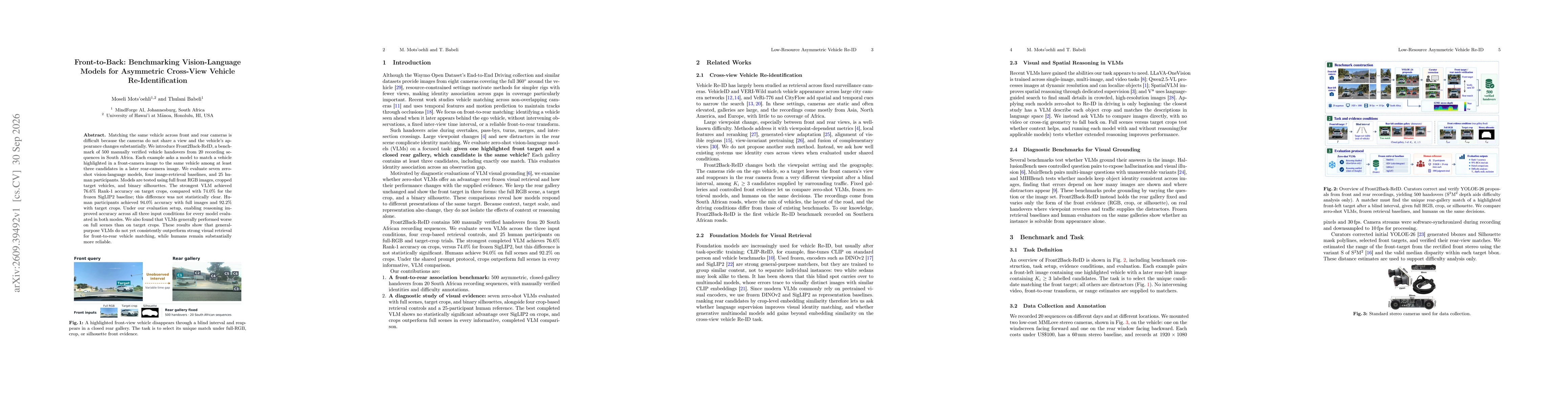Thumbnail for Front-to-Back: Benchmarking Vision-Language Models for Asymmetric Cross-View Vehicle Re-Identification