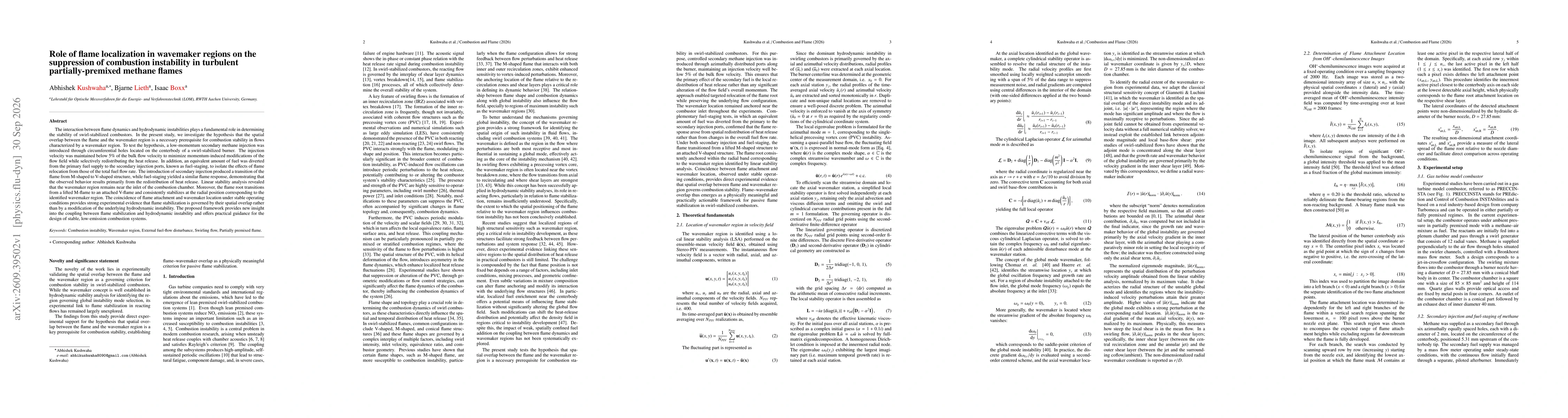 Thumbnail for Role of flame localization in wavemaker regions on the suppression of combustion instability in turbulent partially-premixed methane flames