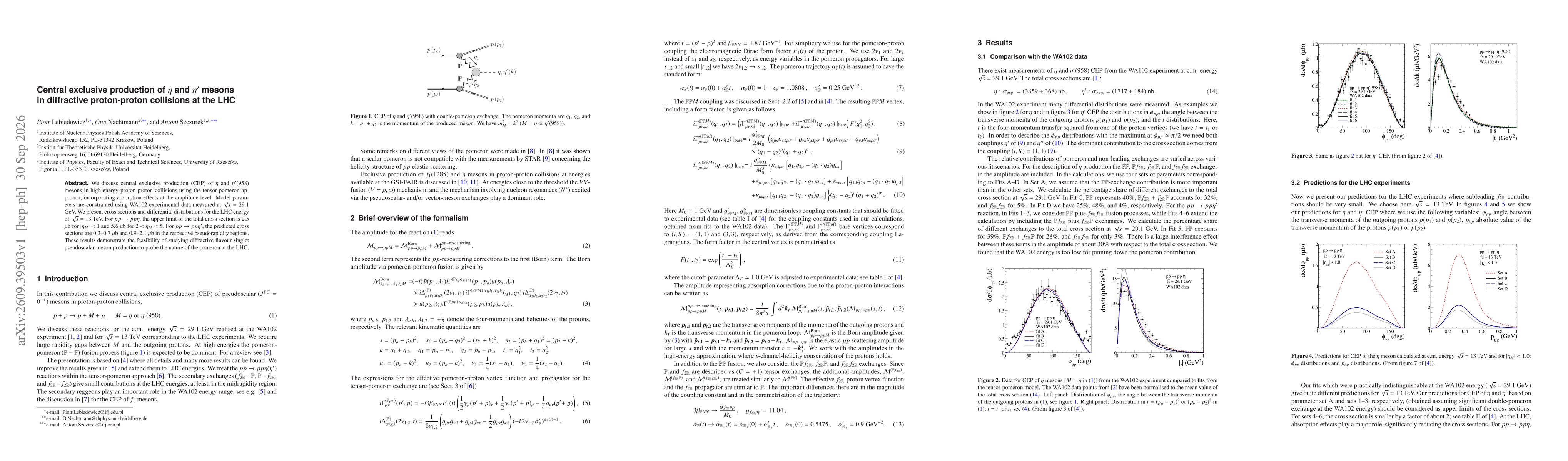 Thumbnail for Central exclusive production of $η$ and $η'$ mesons in diffractive proton-proton collisions at the LHC
