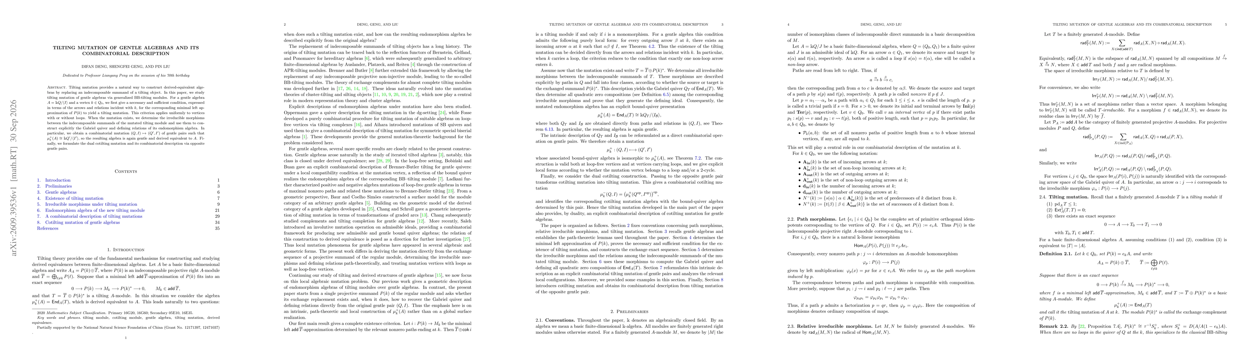 Thumbnail for Tilting mutation of gentle algebras and its combinatorial description