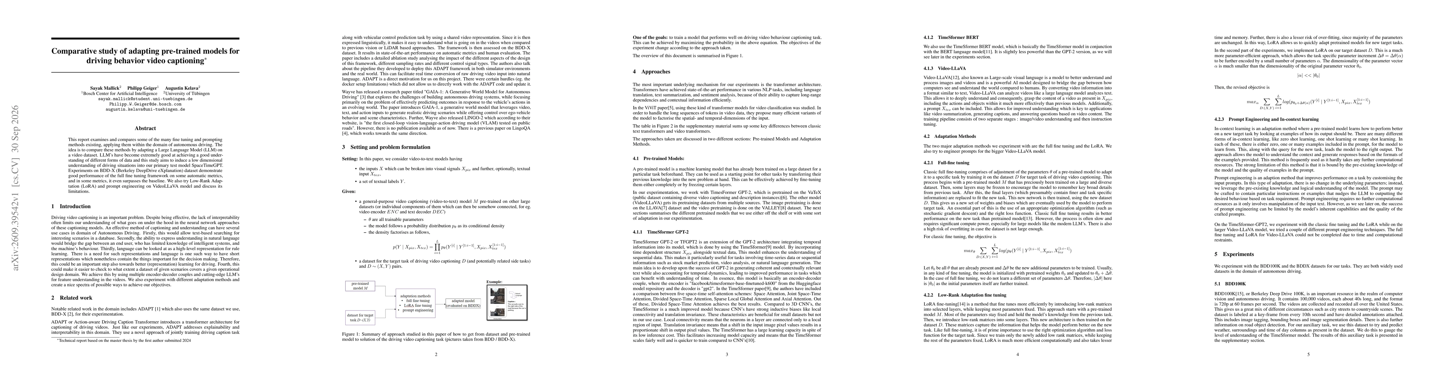 Thumbnail for Comparative study of adapting pre-trained models for driving behavior video captioning