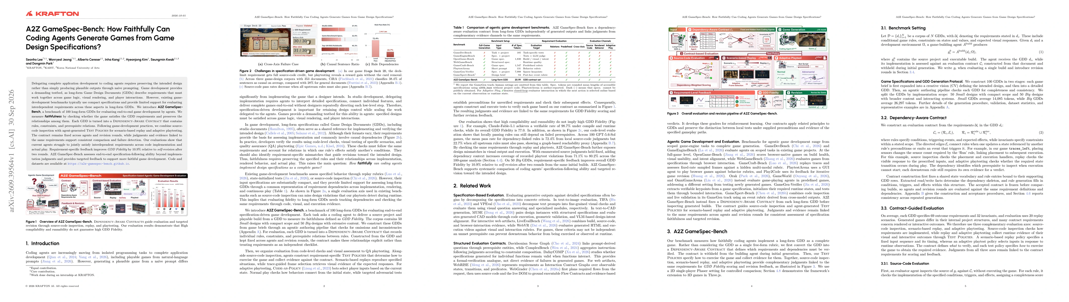 Thumbnail for A2Z GameSpec-Bench: How Faithfully Can Coding Agents Generate Games from Game Design Specifications?