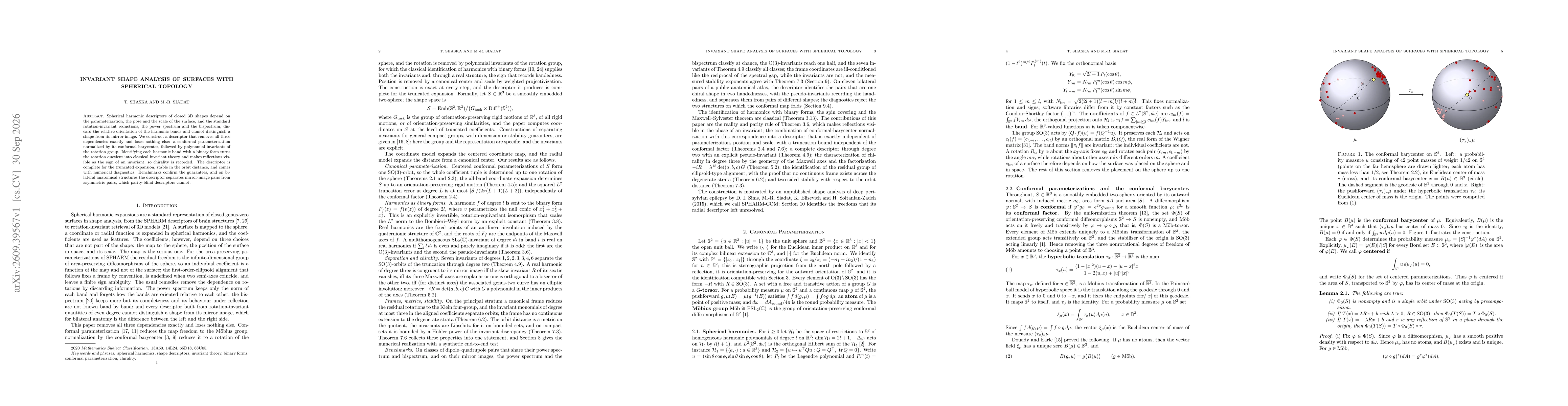 Thumbnail for Invariant Shape Analysis of Surfaces with Spherical Topology