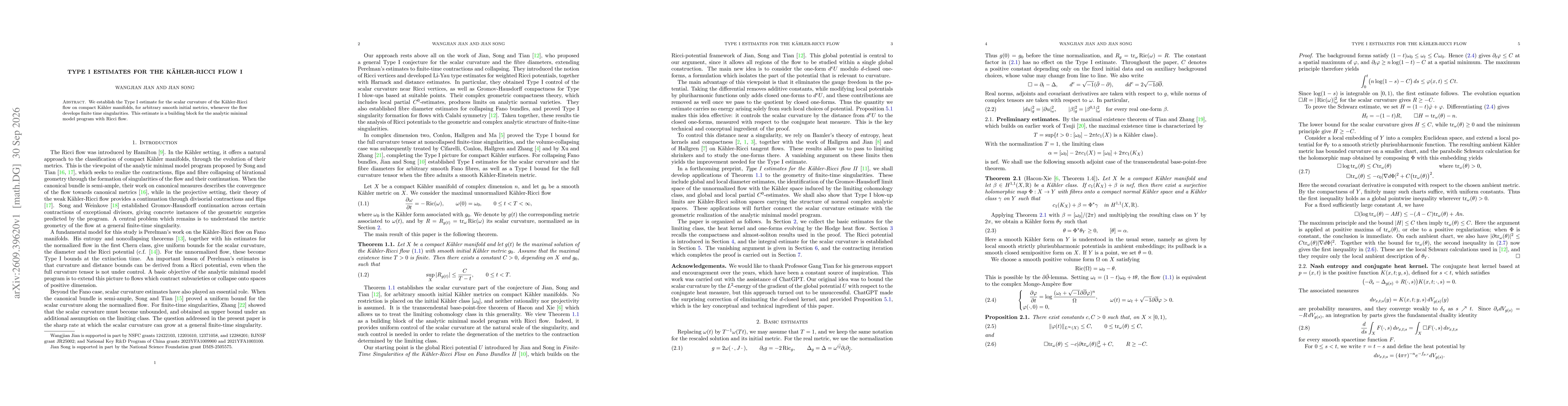 Thumbnail for Type I estimates for the Kahler-Ricci flow I