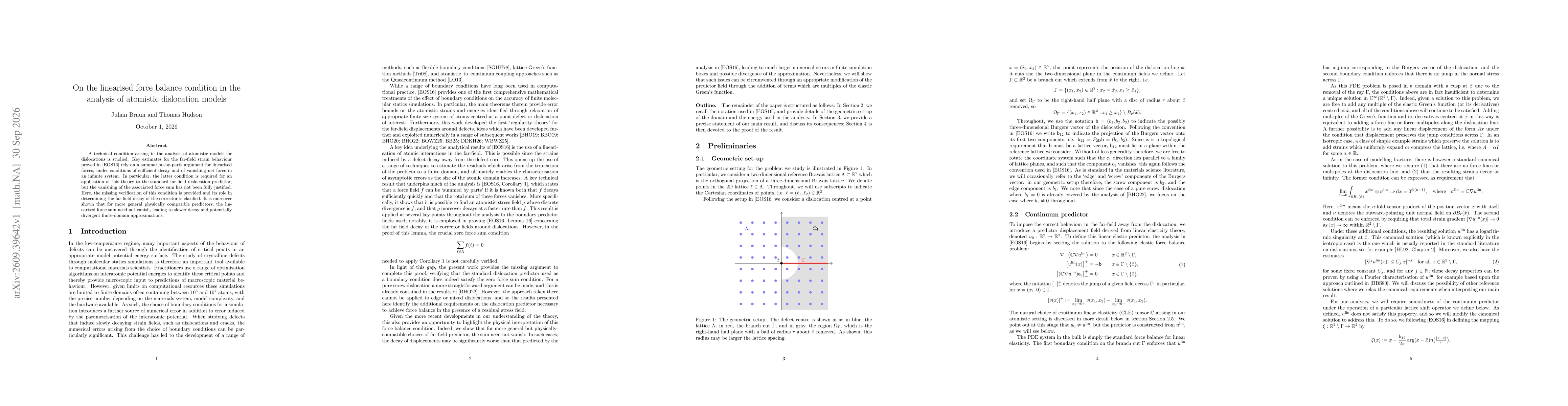 Thumbnail for On the linearised force balance condition in the analysis of atomistic dislocation models