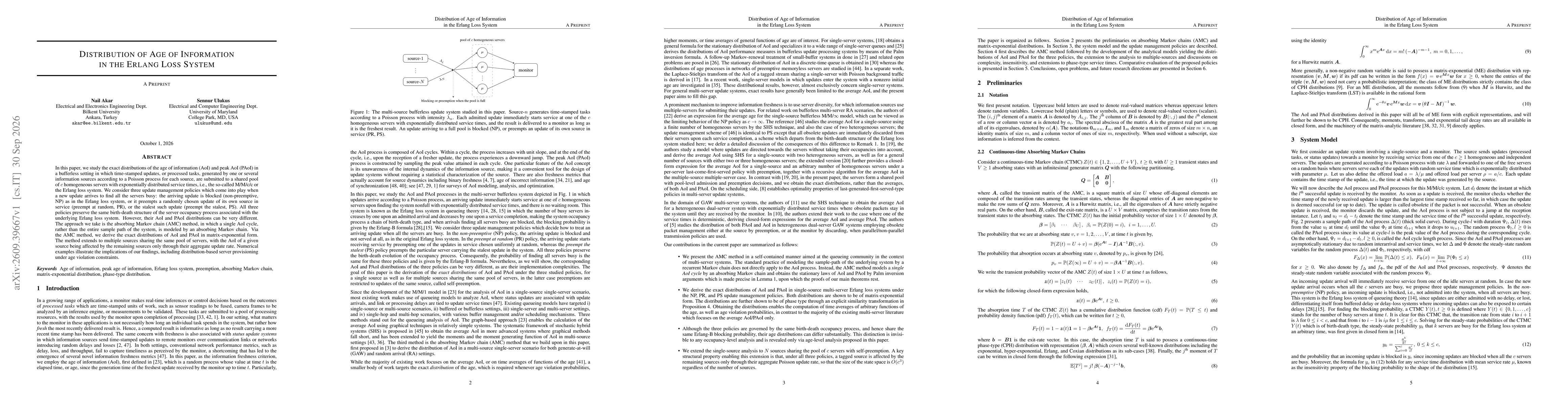 Thumbnail for Distribution of Age of Information in the Erlang Loss System