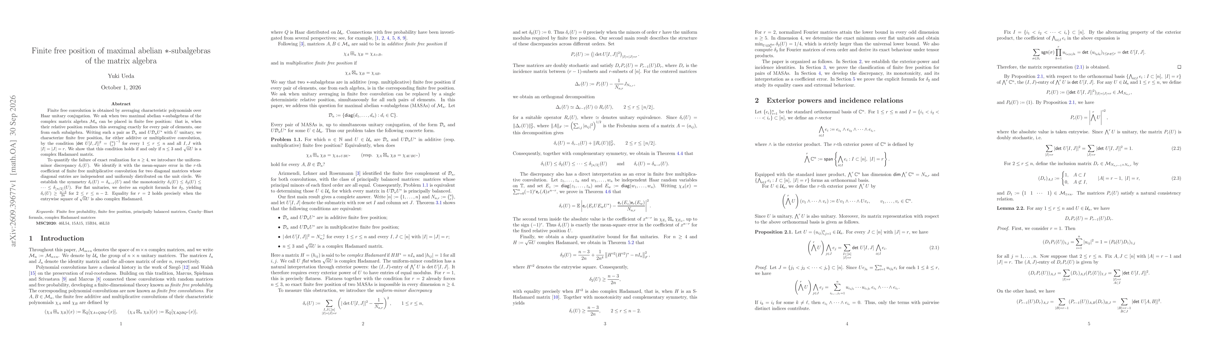 Thumbnail for Finite free position of maximal abelian $\ast$-subalgebras of the matrix algebra