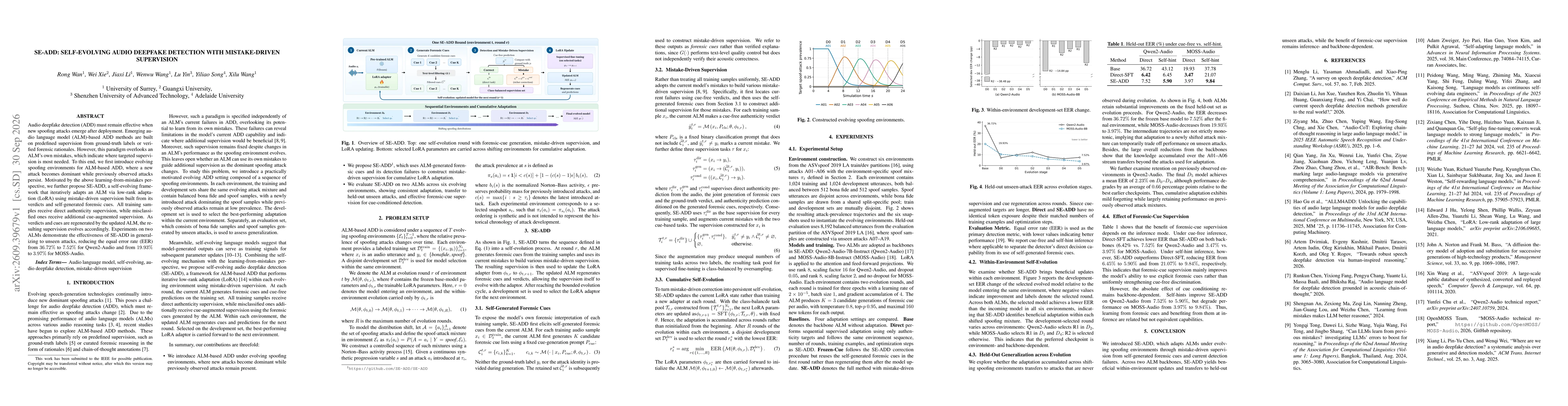 Thumbnail for SE-ADD: Self-Evolving Audio Deepfake Detection with Mistake-Driven Supervision