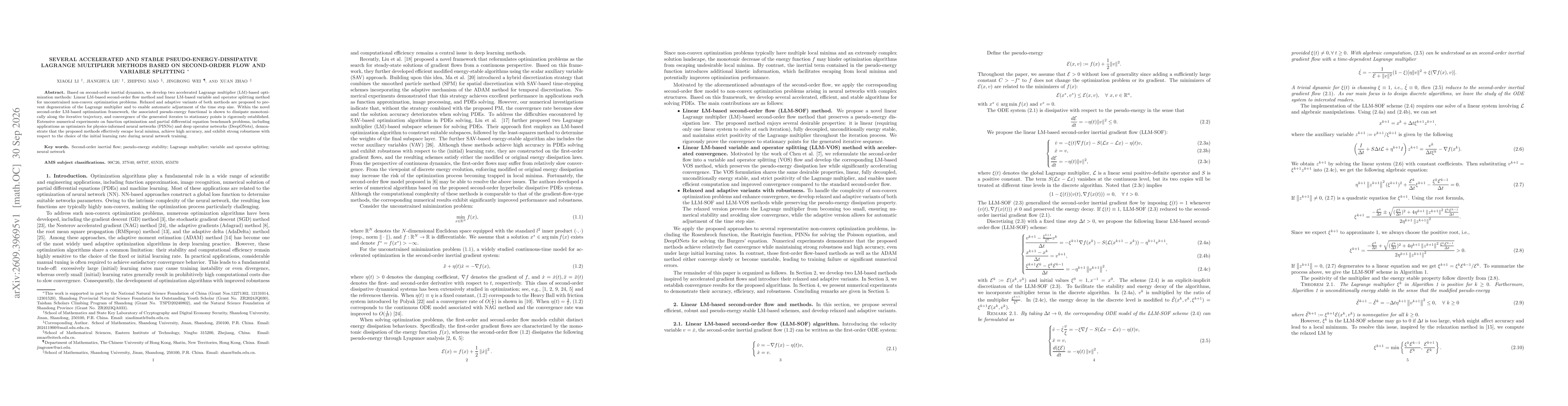 Thumbnail for Several Accelerated and Stable Pseudo-Energy-Dissipative Lagrange Multiplier Methods based on Second-order Flow and Variable Splitting