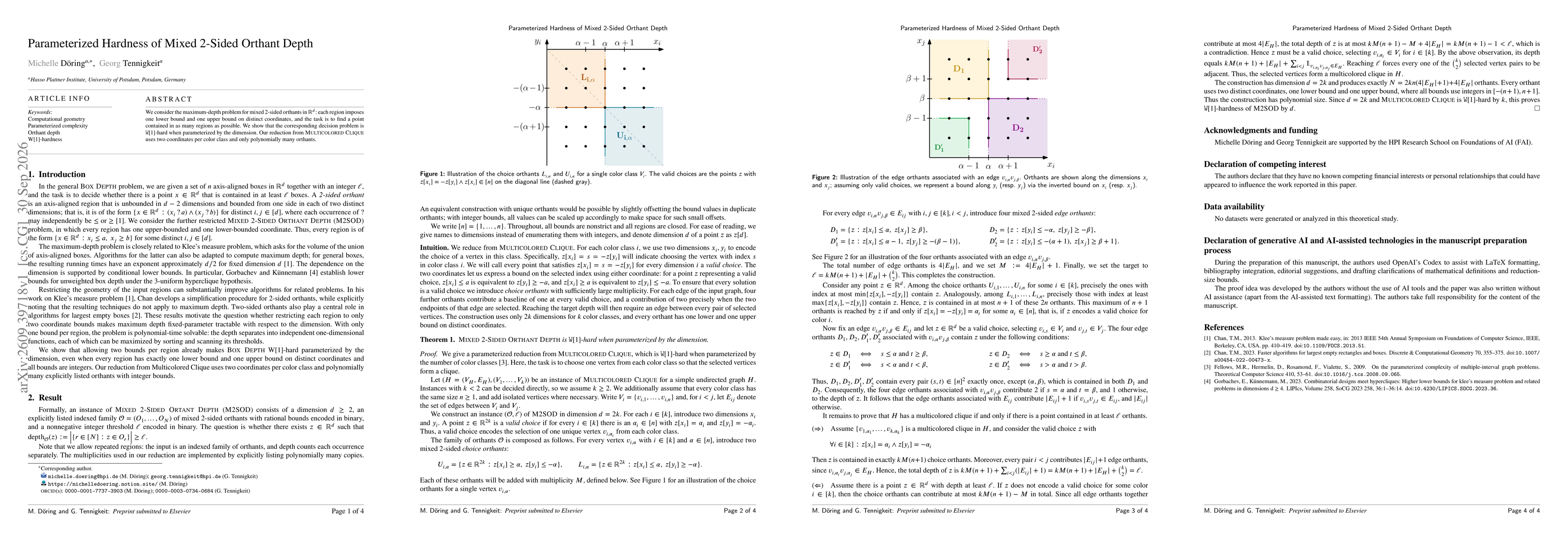 Thumbnail for Parameterized Hardness of Mixed 2-Sided Orthant Depth
