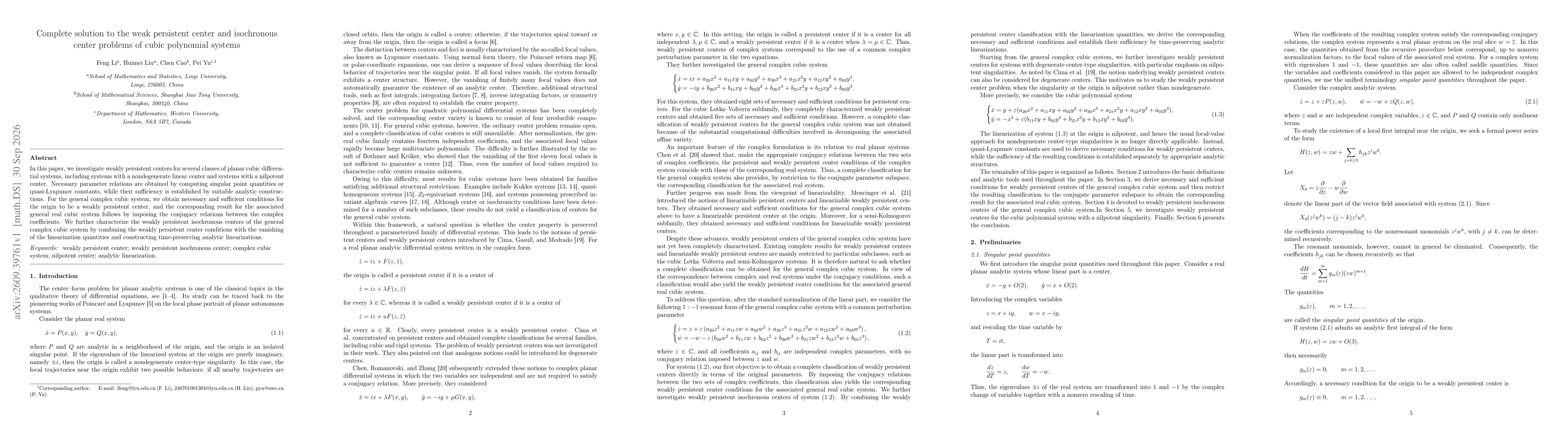 Thumbnail for Complete solution to the weak persistent center and isochronous center problems of cubic polynomial systems