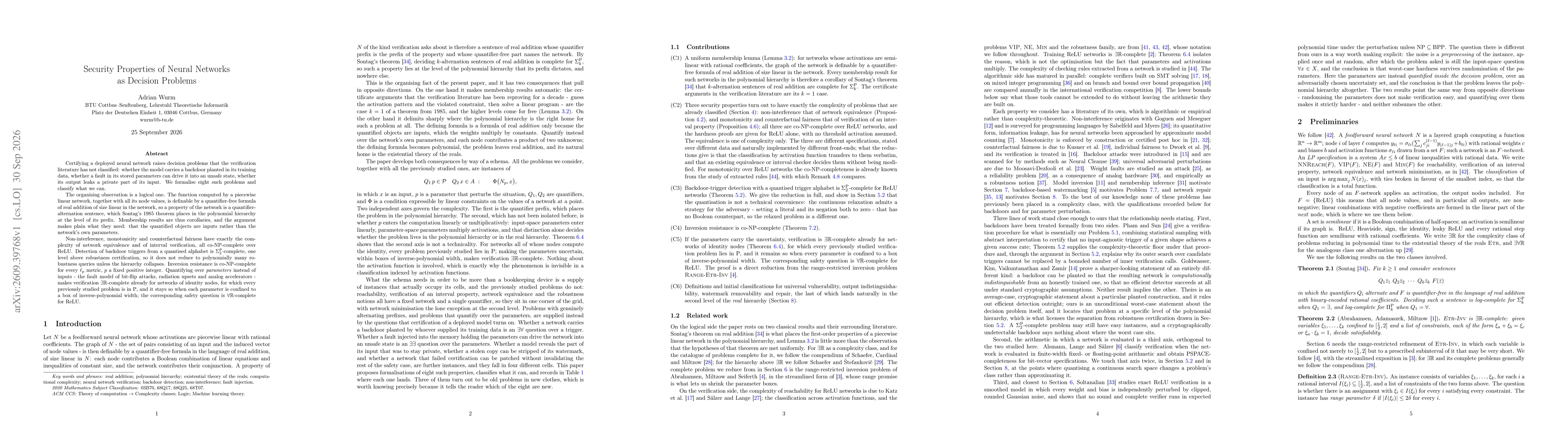 Thumbnail for Security Properties of Neural Networks as Decision Problems