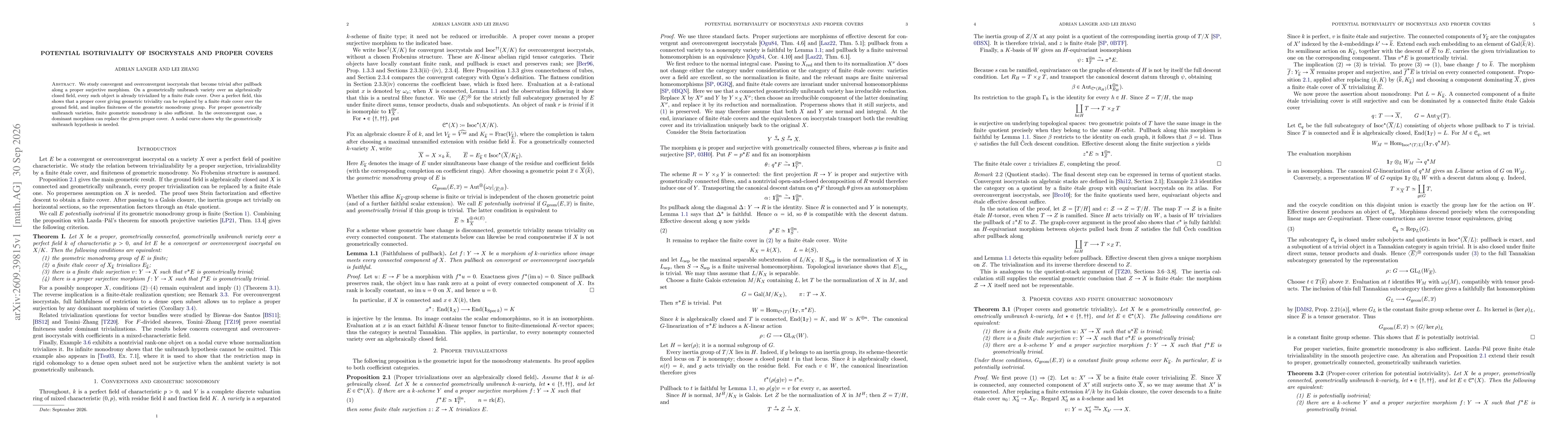 Thumbnail for Potential isotriviality of isocrystals and proper covers