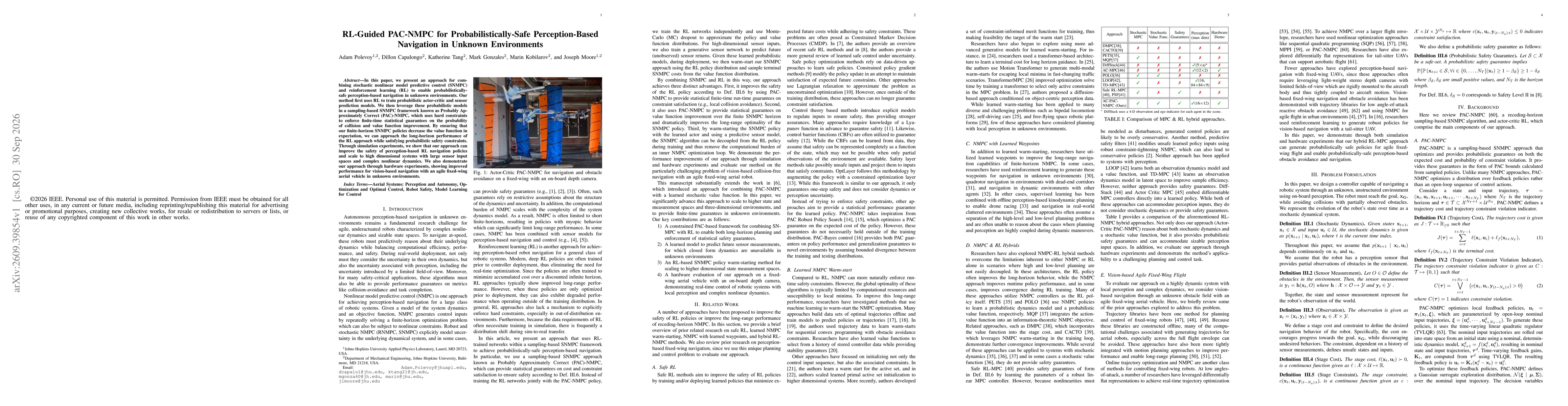 Thumbnail for RL-Guided PAC-NMPC for Probabilistically-Safe Perception-Based Navigation in Unknown Environments