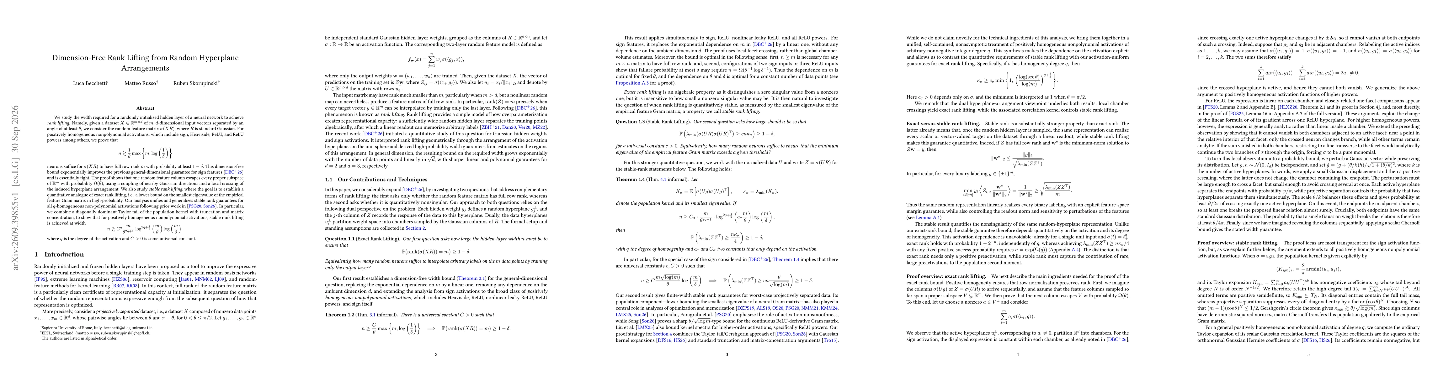 Thumbnail for Dimension-Free Rank Lifting from Random Hyperplane Arrangements