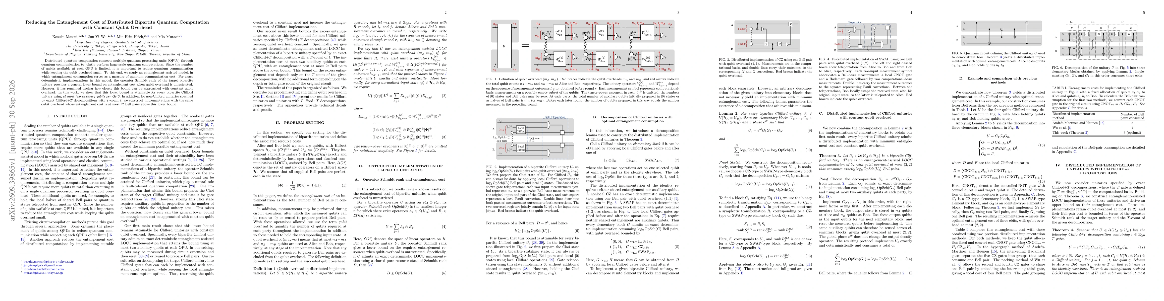Thumbnail for Reducing the Entanglement Cost of Distributed Bipartite Quantum Computation with Constant Qubit Overhead