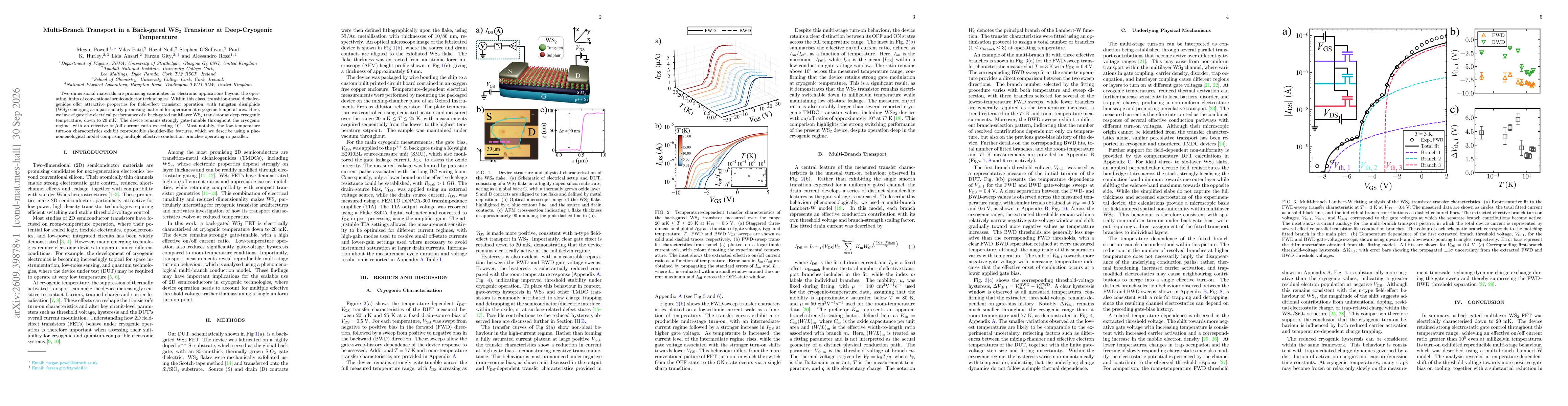 Thumbnail for Multi-Branch Transport in a Back-gated WS$_2$ Transistor at Deep-Cryogenic Temperature