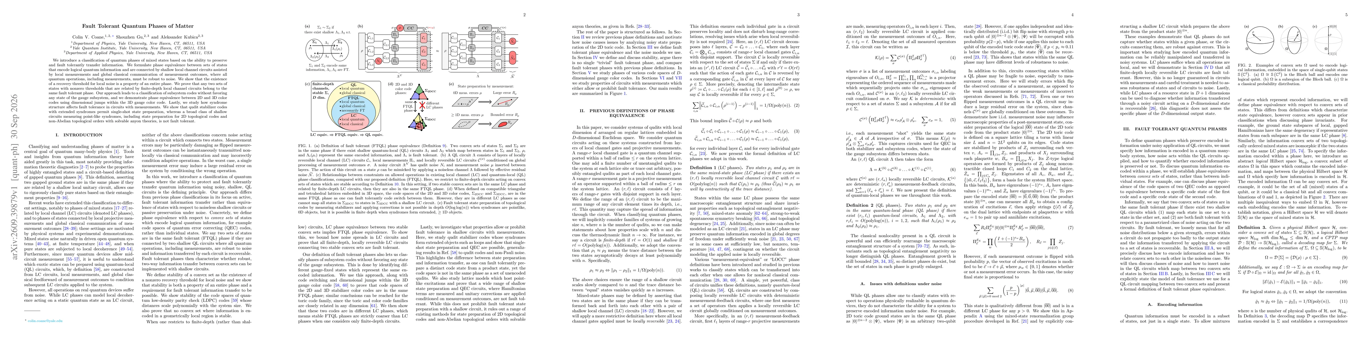 Thumbnail for Fault Tolerant Quantum Phases of Matter