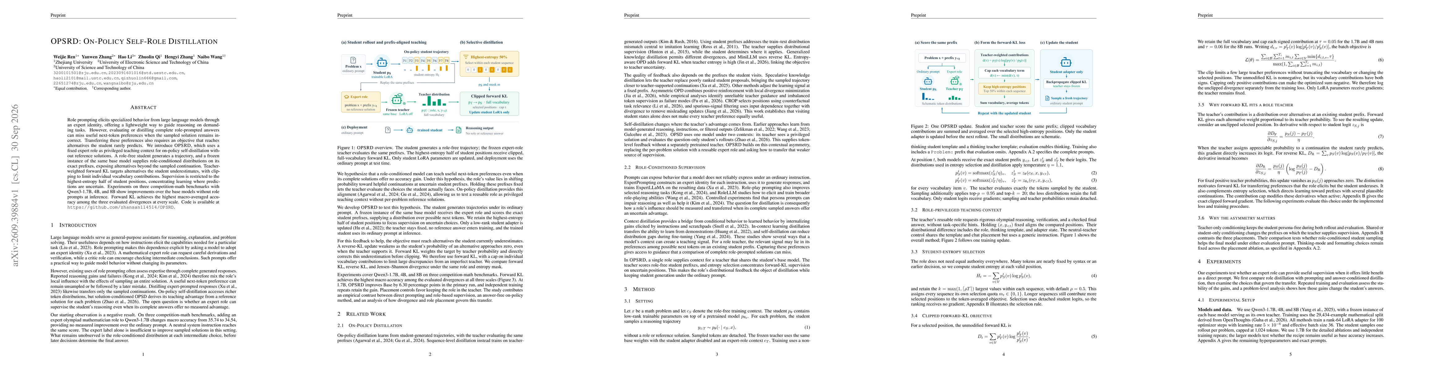 Thumbnail for OPSRD: On-Policy Self-Role Distillation