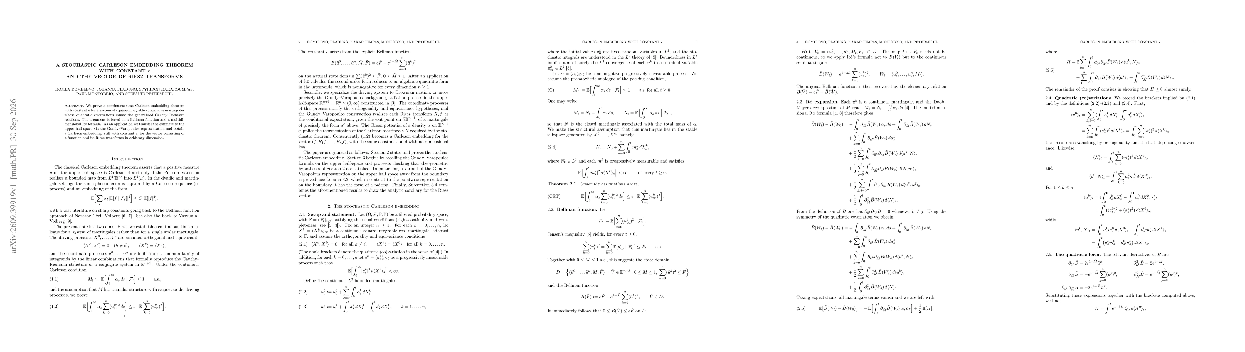 Thumbnail for A stochastic Carleson embedding theorem with constant $e$ and the vector of Riesz transforms