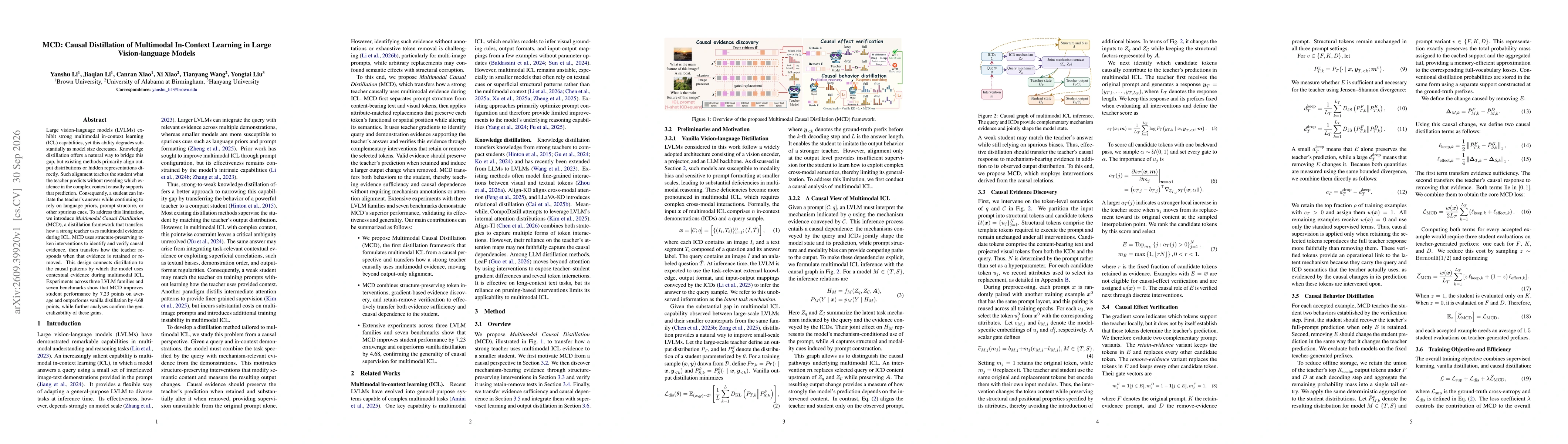 Thumbnail for MCD: Causal Distillation of Multimodal In-Context Learning in Large Vision-Language Models