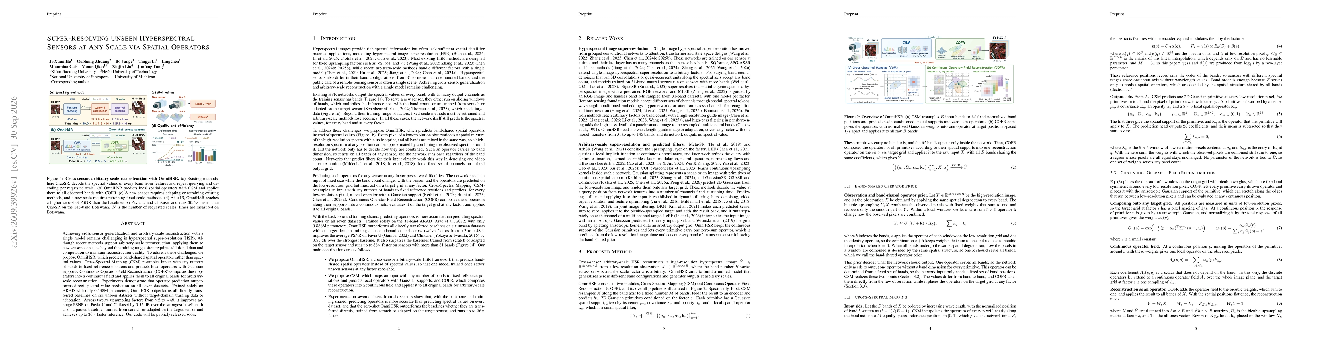 Thumbnail for Super-Resolving Unseen Hyperspectral Sensors at Any Scale via Spatial Operators