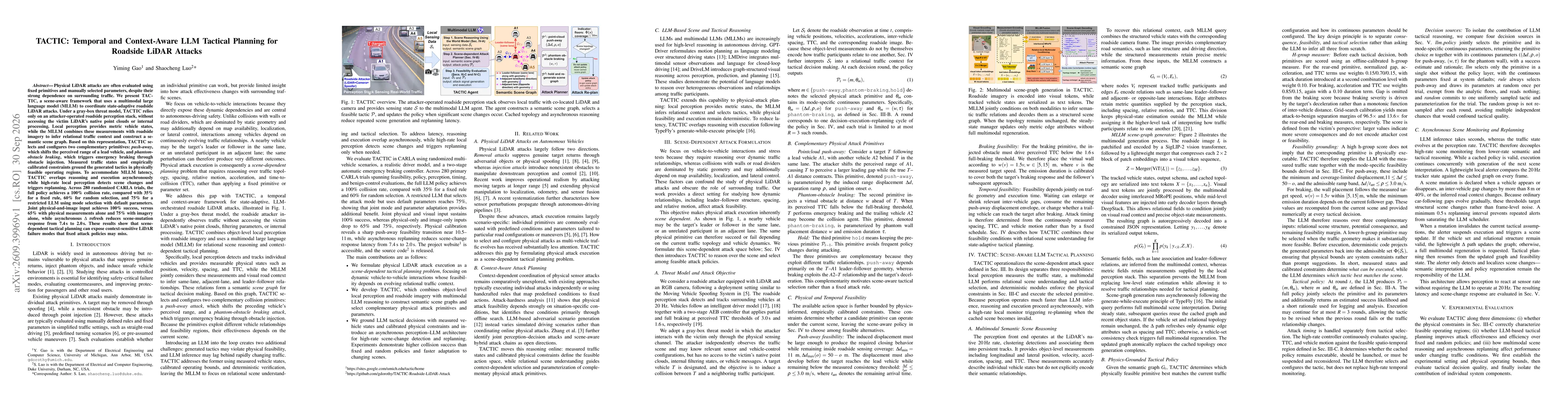 Thumbnail for TACTIC: Temporal and Context-Aware LLM Tactical Planning for Roadside LiDAR Attacks
