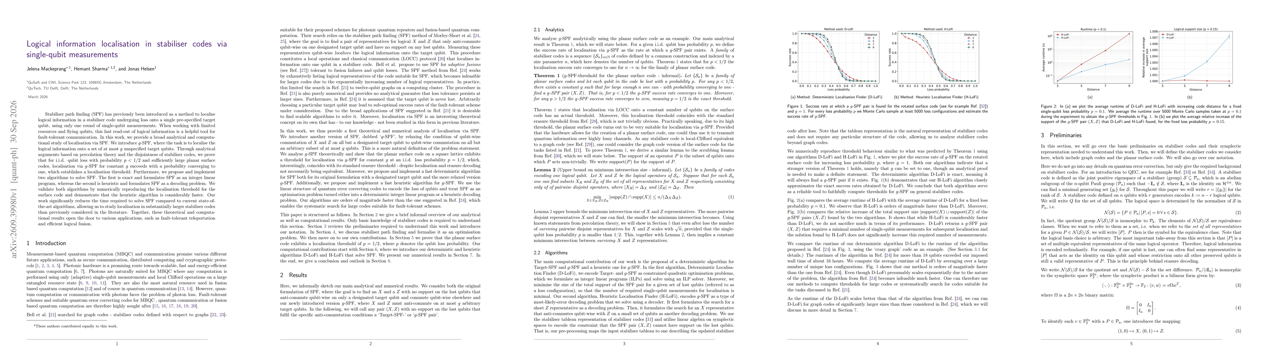 Thumbnail for Logical information localisation in stabiliser codes via single-qubit measurements