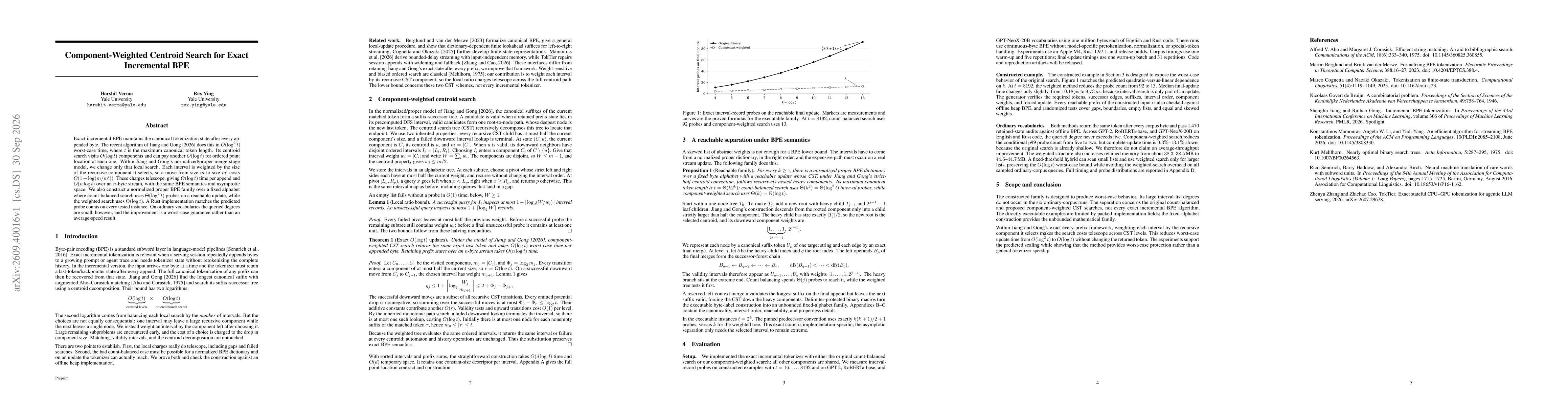 Thumbnail for Component-Weighted Centroid Search for Exact Incremental BPE