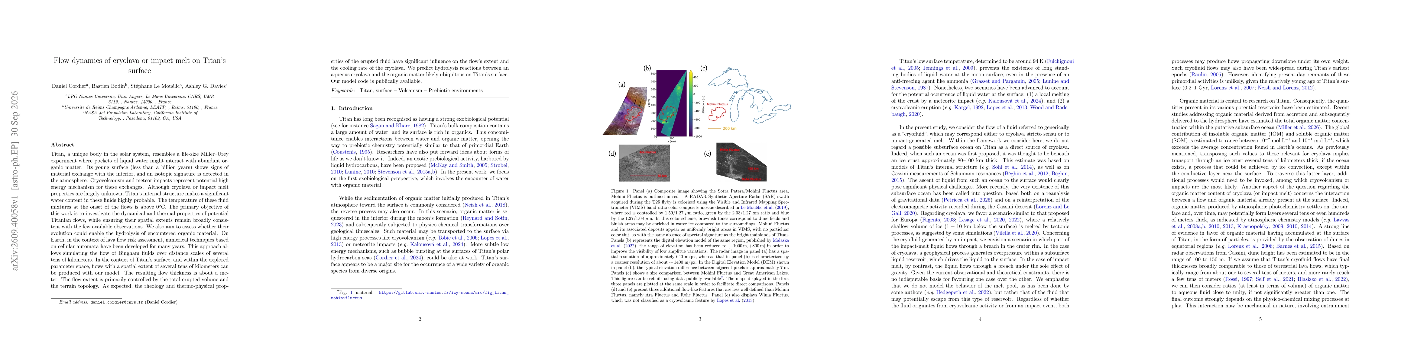 Thumbnail for Flow dynamics of cryolava or impact melt on Titan's surface