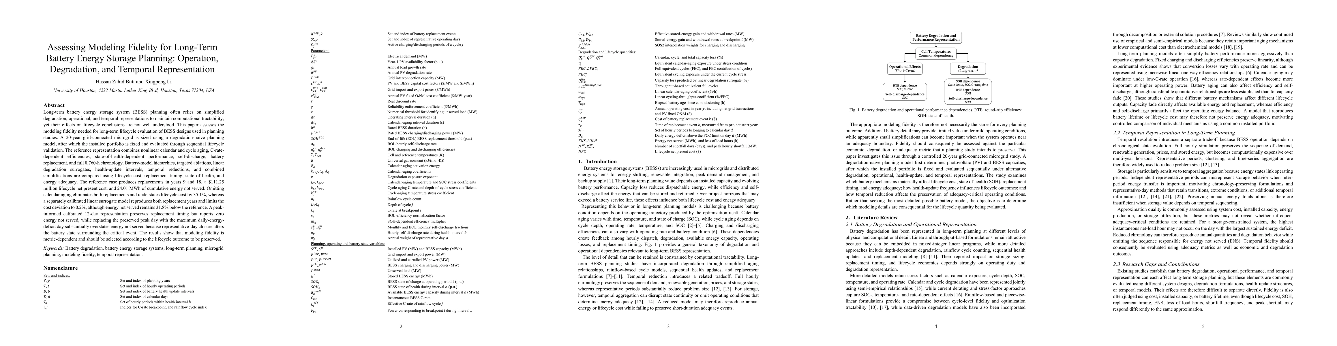 Thumbnail for Assessing Modeling Fidelity for Long-Term Battery Energy Storage Planning: Operation, Degradation, and Temporal Representation