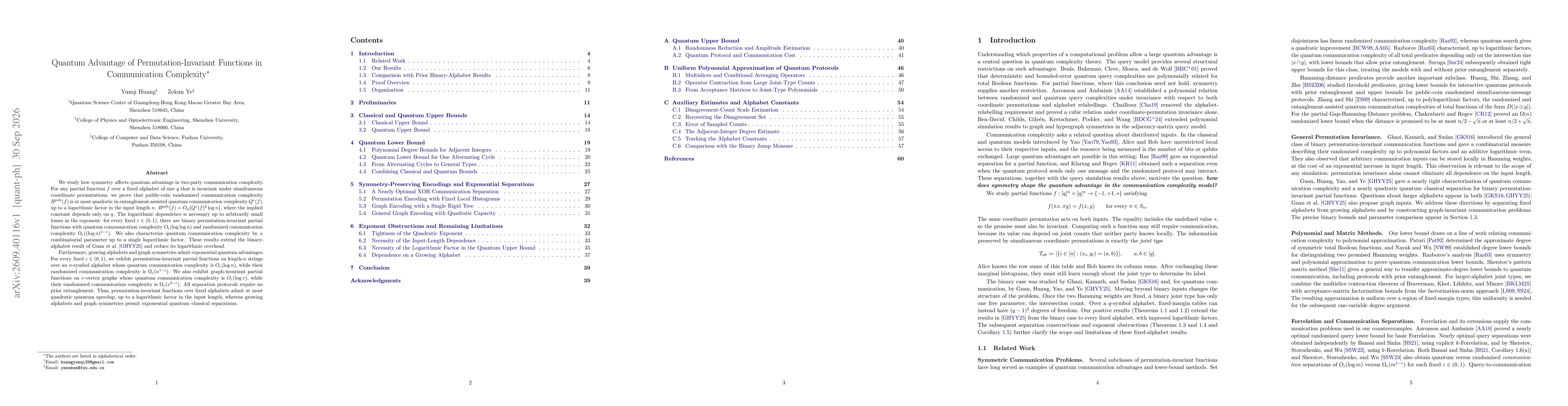 Thumbnail for Quantum Advantage of Permutation-Invariant Functions in Communication Complexity