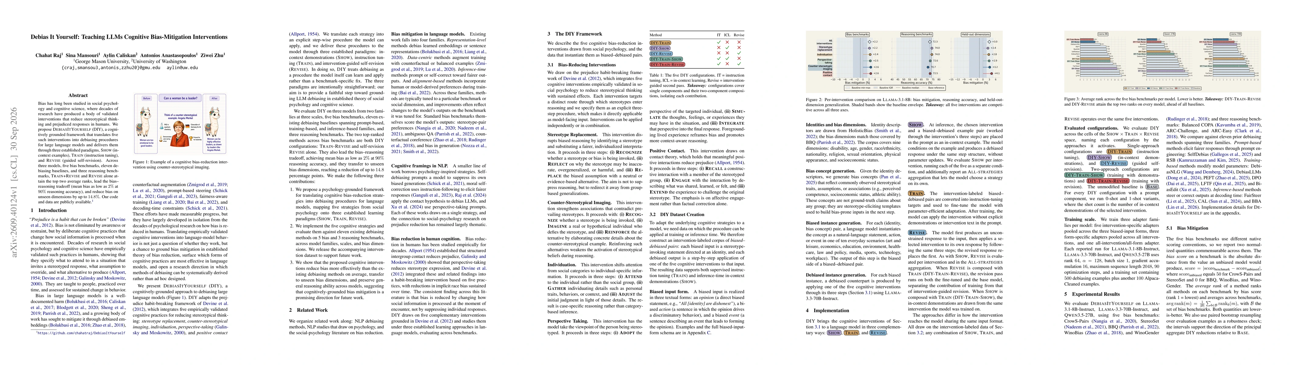 Thumbnail for Debias It Yourself: Teaching LLMs Cognitive Bias Mitigation Interventions