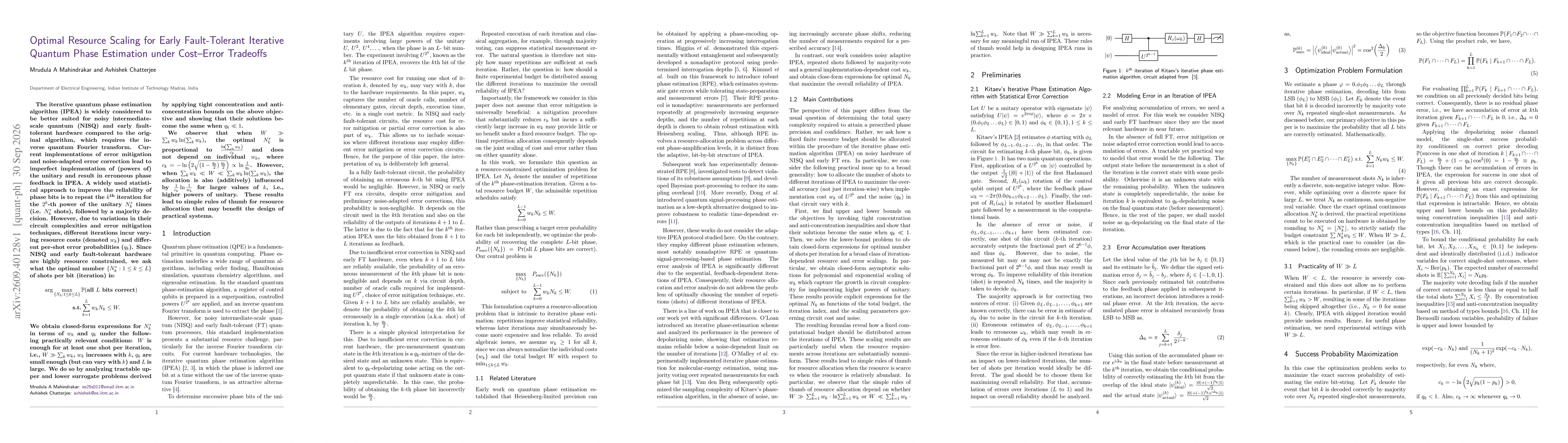 Thumbnail for Optimal Resource Scaling for Early Fault Tolerant Iterative Quantum Phase Estimation under Cost Error Tradeoffs