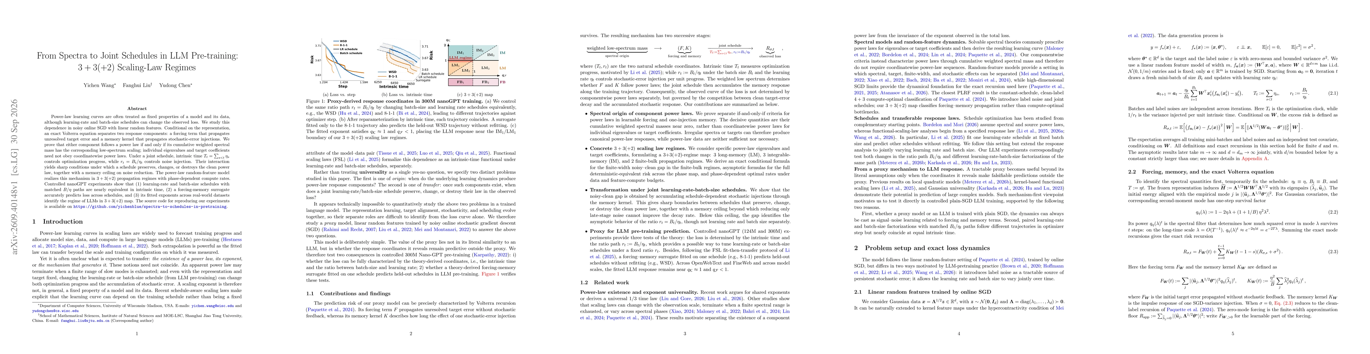 Thumbnail for From Spectra to Joint Schedules in LLM Pre-training: 3+3(+2) Scaling-Law Regimes