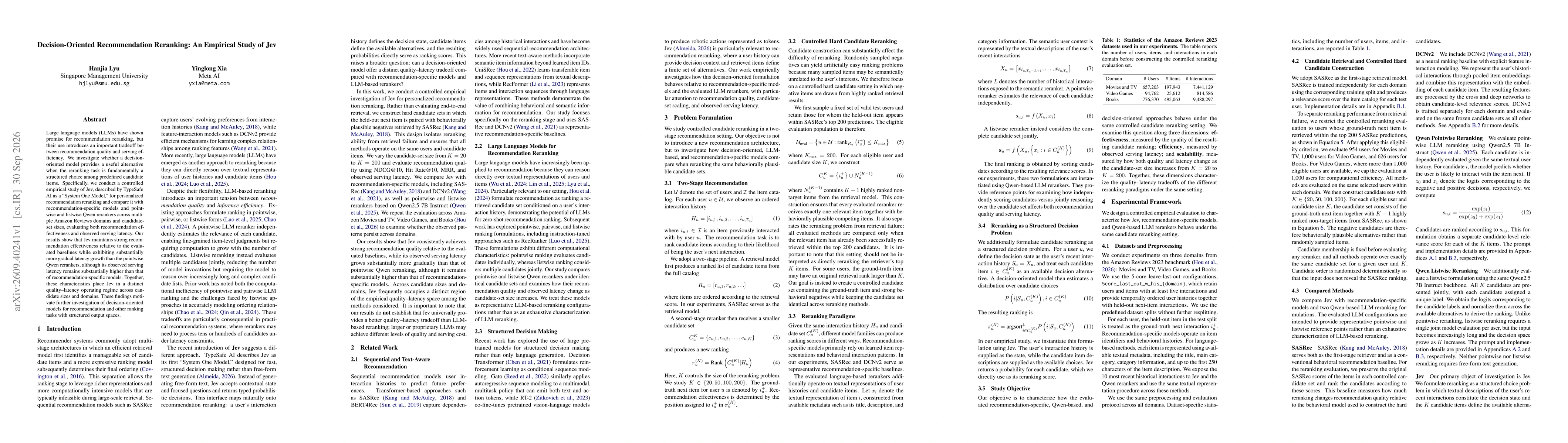 Thumbnail for Decision-Oriented Recommendation Reranking: An Empirical Study of Jev