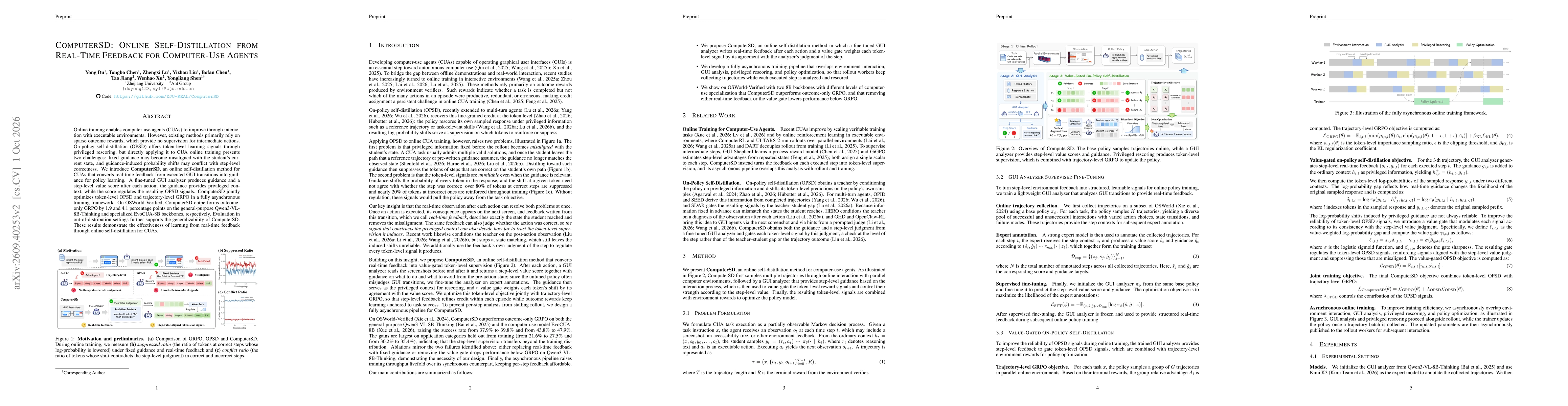 Thumbnail for ComputerSD: Online Self-Distillation from Real-Time Feedback for Computer-Use Agents