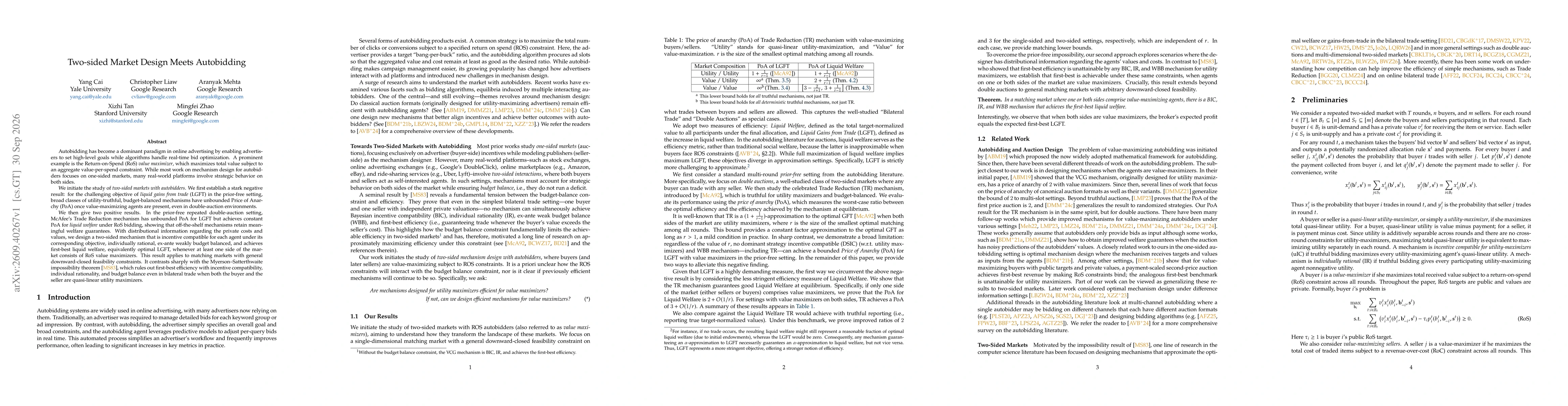 Thumbnail for Two-sided Market Design Meets Autobidding