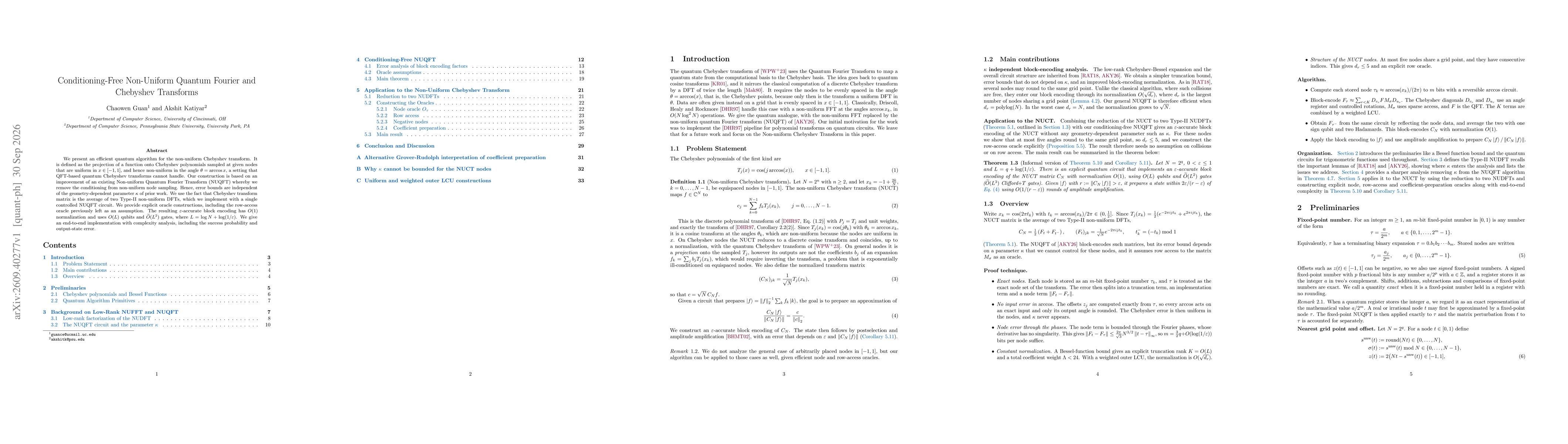 Thumbnail for Conditioning-Free Non-Uniform Quantum Fourier and Chebyshev Transforms
