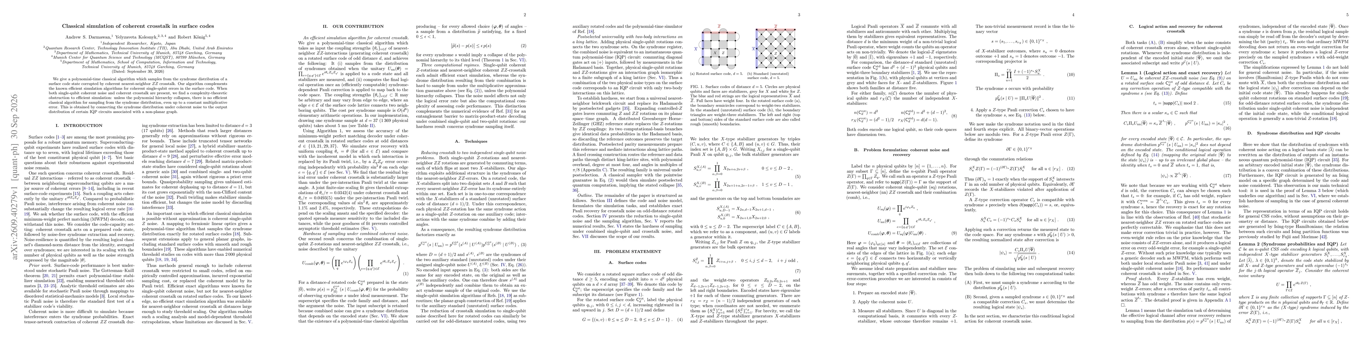 Thumbnail for Classical simulation of coherent crosstalk in surface codes