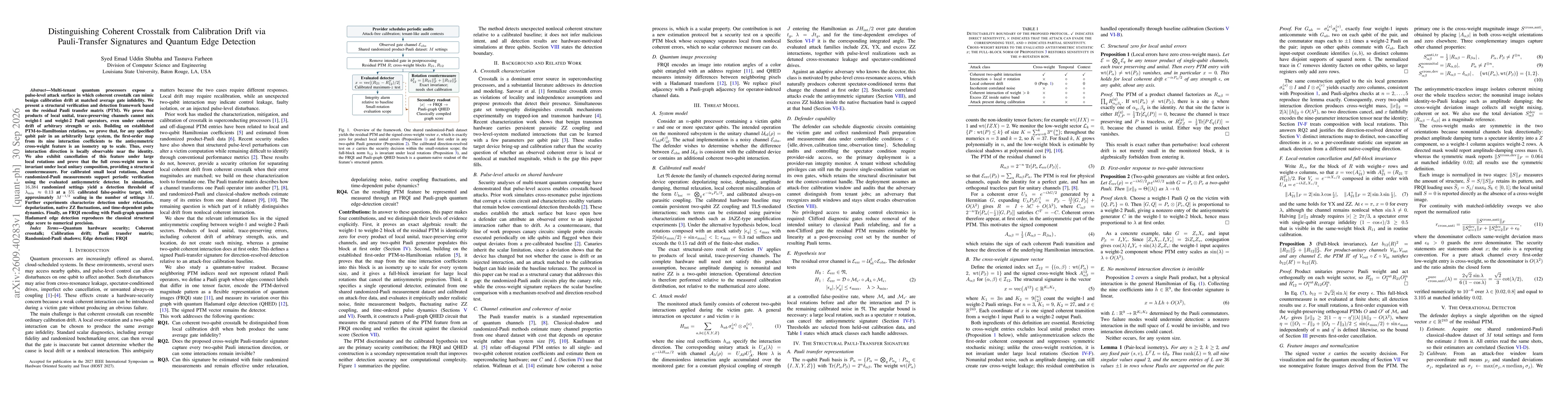 Thumbnail for Distinguishing Coherent Crosstalk from Calibration Drift via Pauli-Transfer Signatures and Quantum Edge Detection