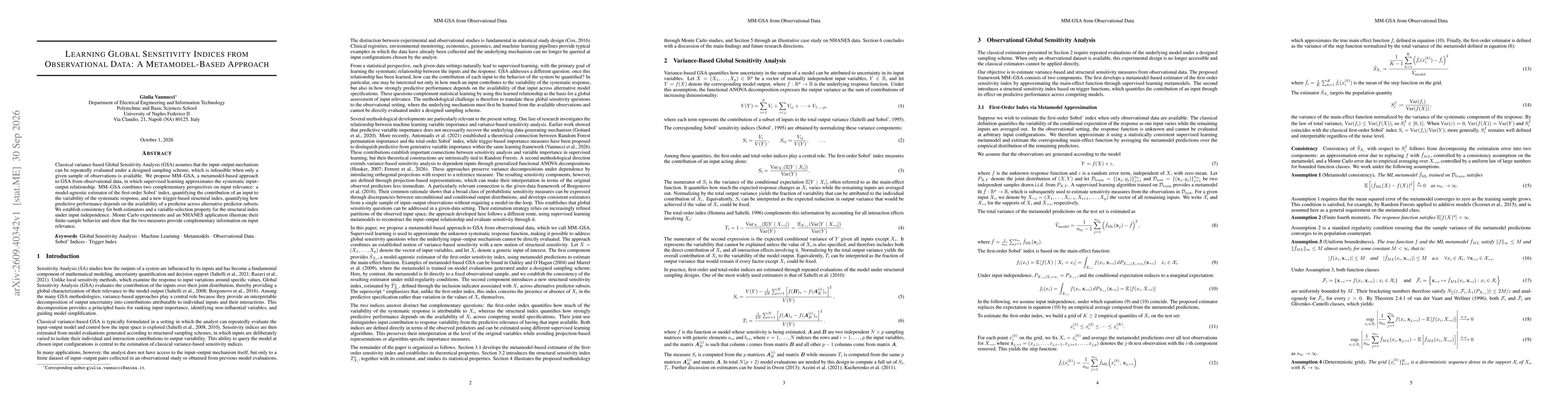 Thumbnail for Learning Global Sensitivity Indices from Observational Data: A Metamodel-Based Approach
