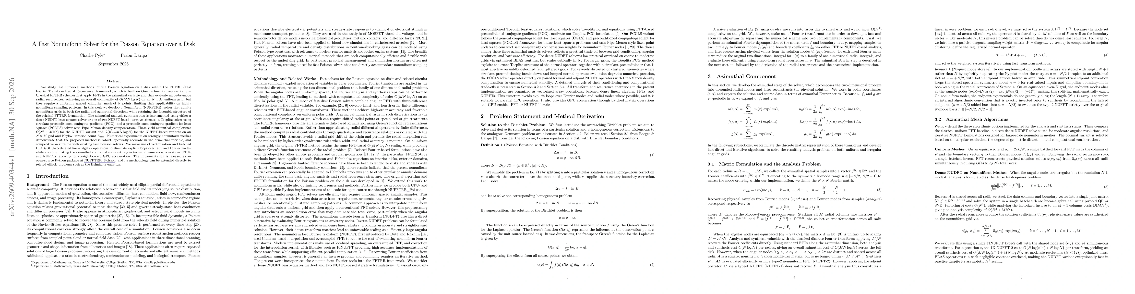 Thumbnail for A Fast Nonuniform Solver for the Poisson Equation over a Disk
