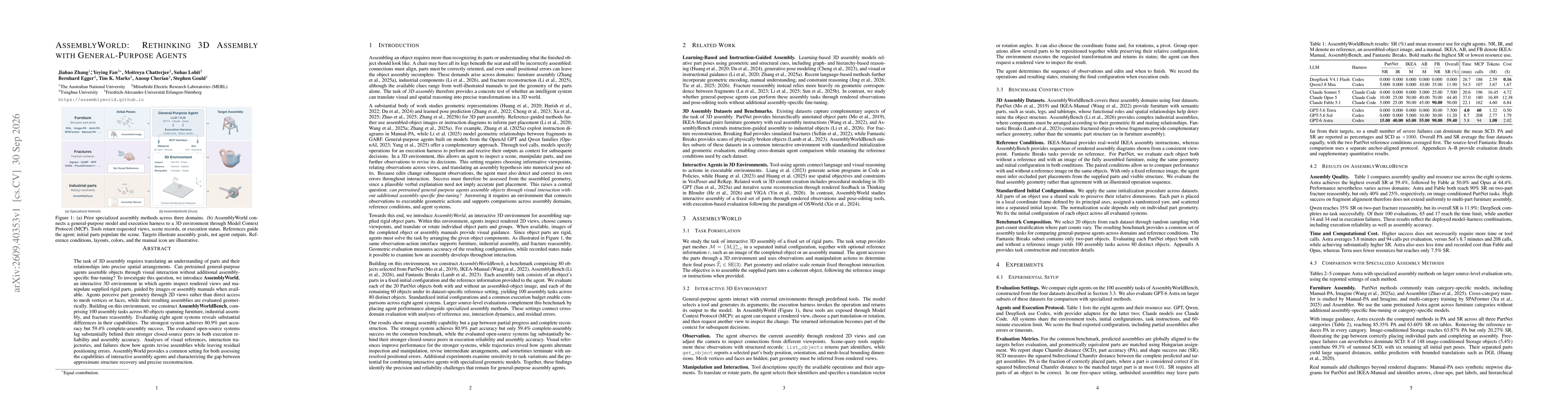 Thumbnail for AssemblyWorld: Rethinking 3D Assembly with General-Purpose Agents