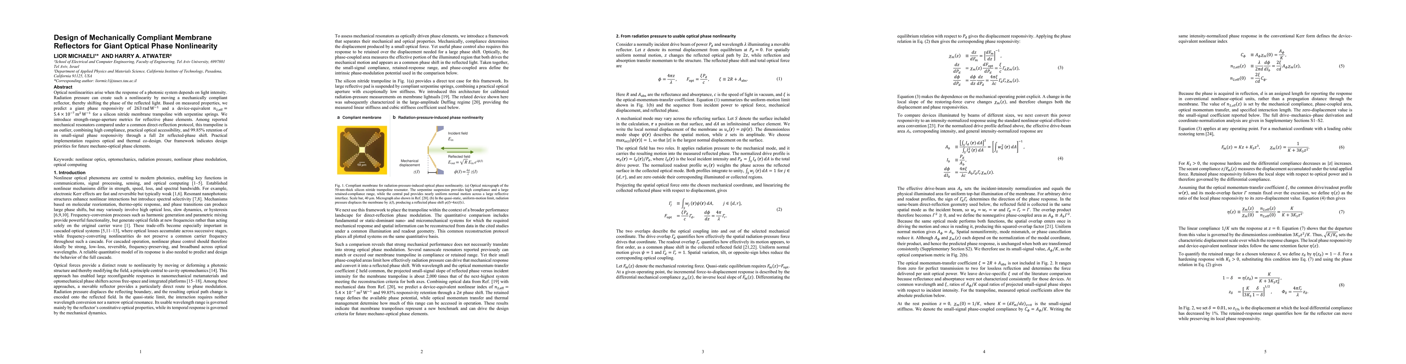 Thumbnail for Design of Mechanically Compliant Membrane Reflectors for Giant Optical Phase Nonlinearity